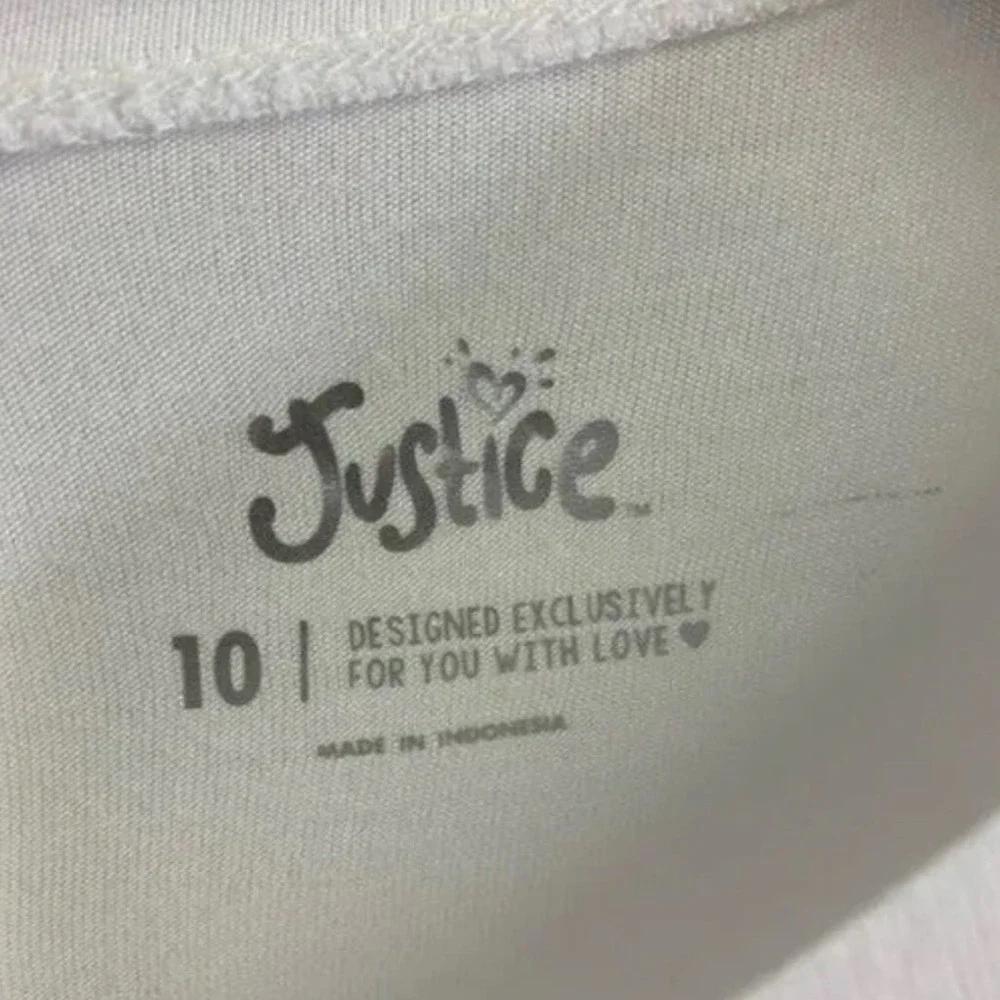 Justice‎ T-Shirt Girls 10 Pink Graphic Bonjour V-Neck Short Sleeve Floral Stripe